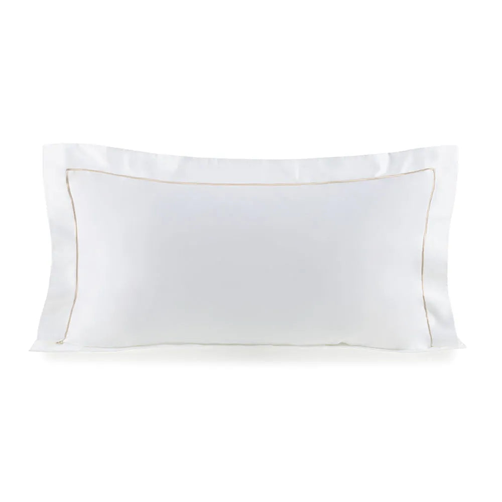 Super Fronha Trussardi Dominicani Branco/Nocciola 600 Fios Cetim 100% Algodão Egípcio (50cm x 90cm)