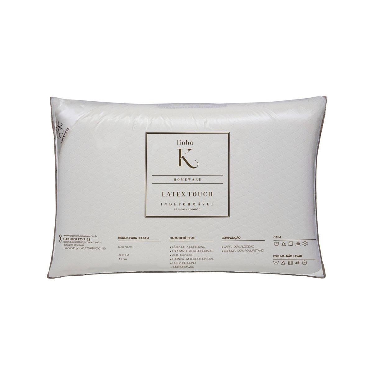 Travesseiro Kacyumara Linha K Látex Touch 50x70cm Altura 18cm