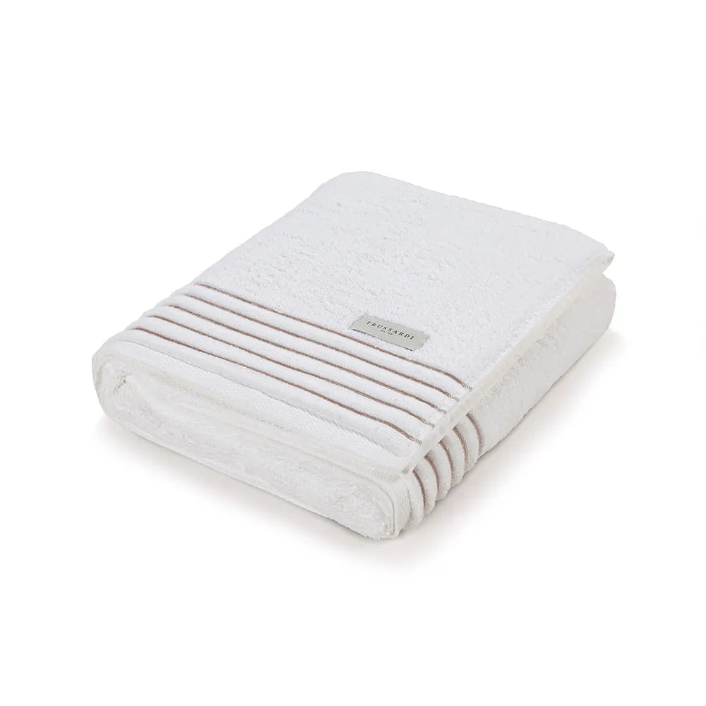 Toalha Banhão Trussardi Palladio Branco/Nocciola 86cm x 1,50m