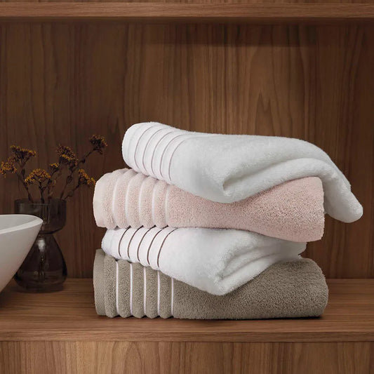 Toalha Banhão Trussardi Palladio Branco/Nocciola 86cm x 1,50m