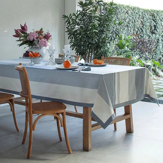 Toalha de Mesa Buddemeyer Lush Quadrada Azul Fio Tinto 2,20m x 2,20m