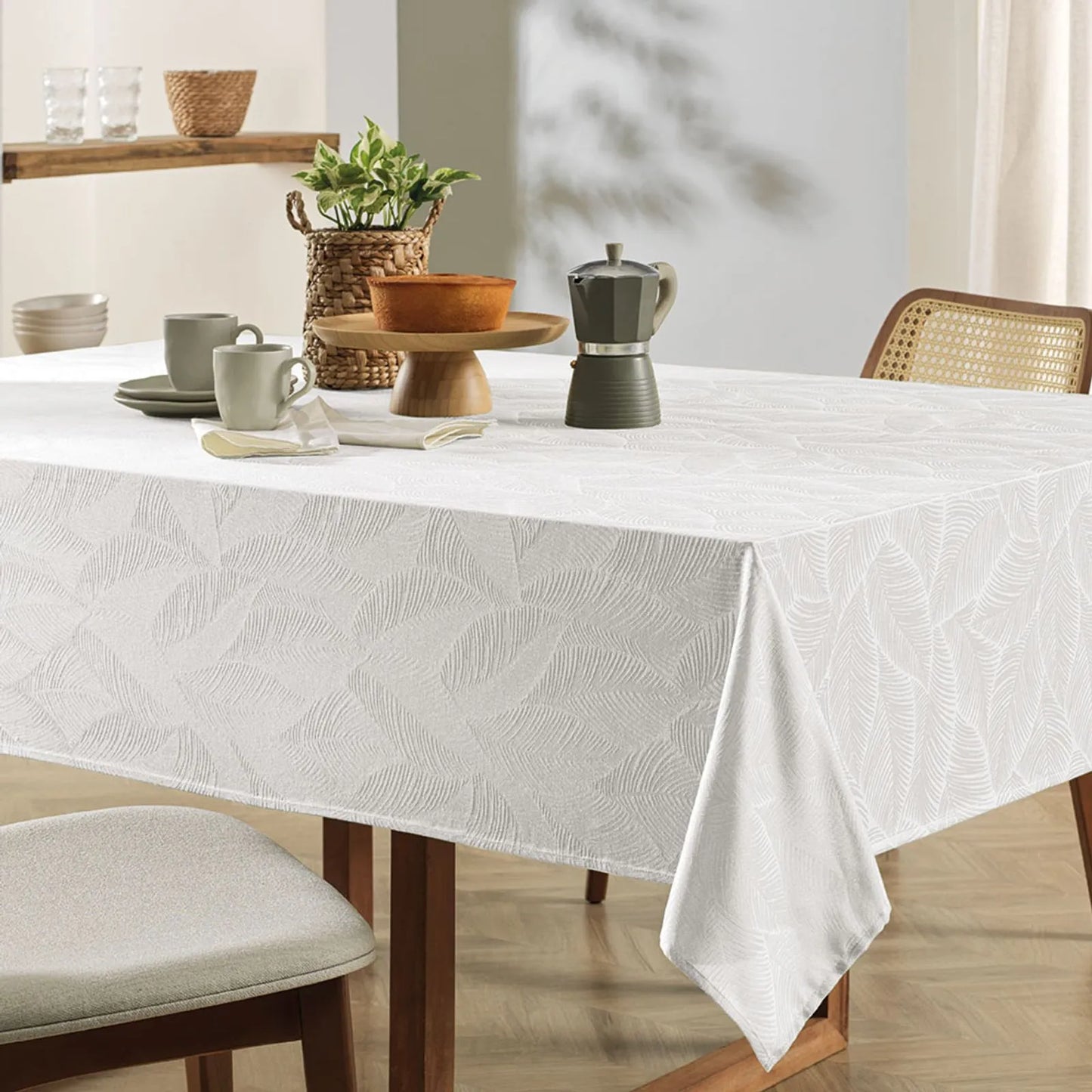 Toalha de Mesa Karsten Tilia Branco Redonda – 1,60m