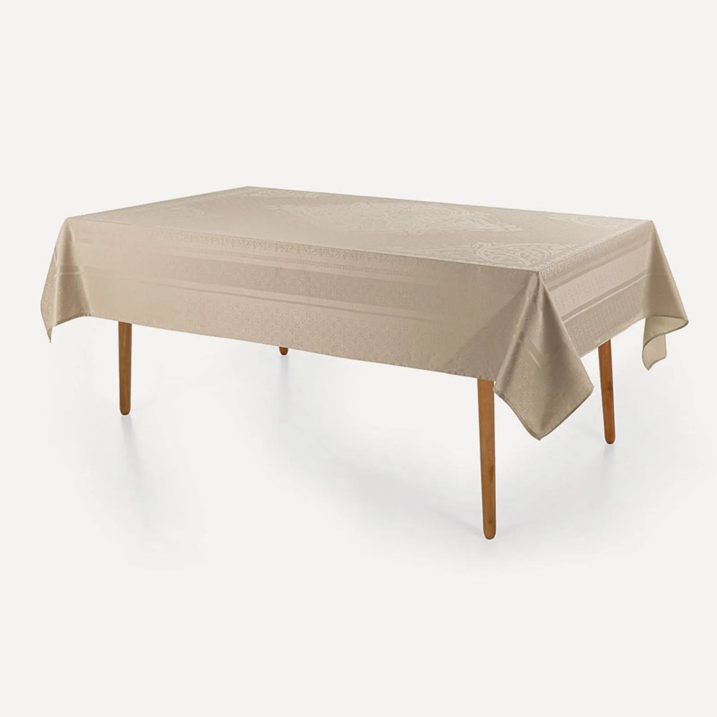 Toalha de Mesa Retangular 6 Lugares Karsten Celebra Lesier Bege 1,80m x 2,20m
