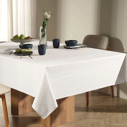 Toalha de Mesa Retangular 8 Lugares Karsten Sempre Limpa Artemis Branco 1,60m x 2,70m