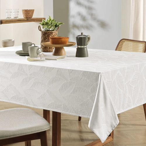 Toalha de Mesa Karsten Tilia Branco Quadrada – 1,40 x 1,40m