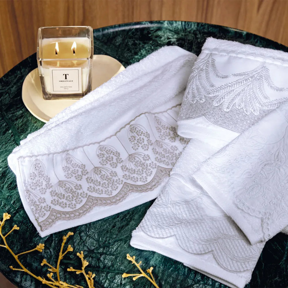 Toalha de Visita Trussardi Raffinato Branco Legno – 30x50cm