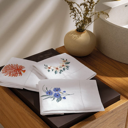 Toalha de Lavabo Trussardi Arancia 100% Linho Branco 30x50cm