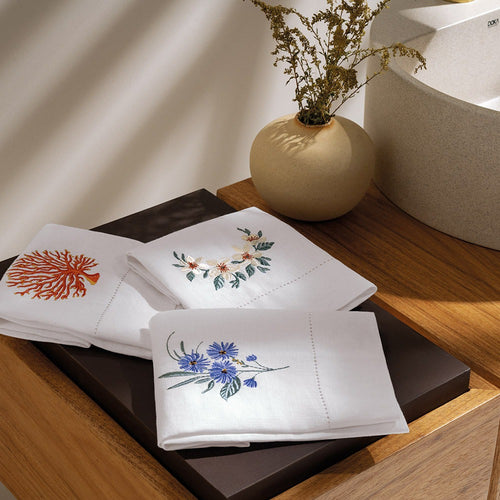 Toalha de Lavabo Trussardi Arancia 100% Linho Branco 30x50cm