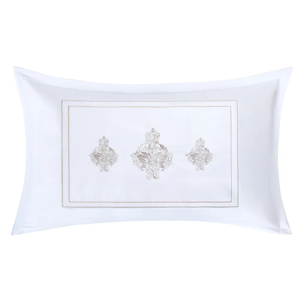 Capa de Almofada Bordada Herança 300 Fios Acetinados 35x60cm
