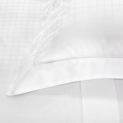 Jogo de Cama Cetim Damask Square 300 Fios 100% Algodão Queen Cor Branco