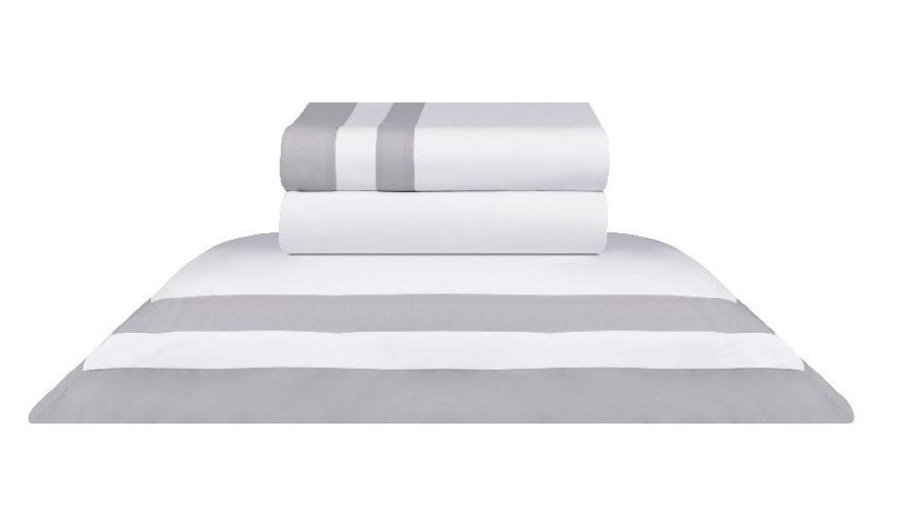 Jogo de Cama Casal Double Branco/Prata 200 fios 100% Algodão Naturalle