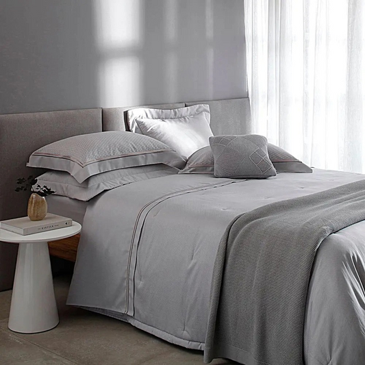 Jogo de Cama Buddemeyer Cetim Bud Vision Basilic 300 Fios 100% Algodão Casal Cor Cinza