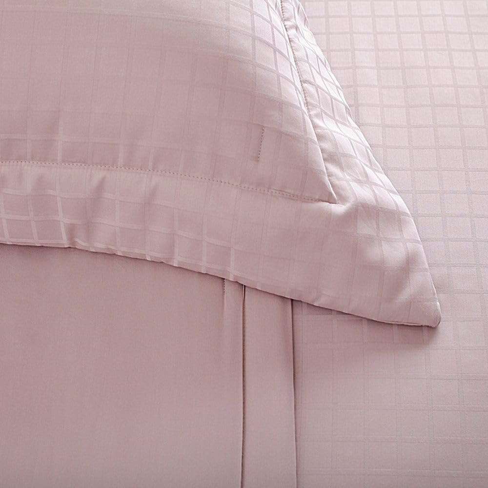 Kit Colcha Buddemeyer Damask Square 2 Peças 300 Fios 100% Algodão Cetim Solteiro Cor Rosa