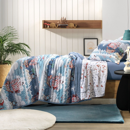 Jogo de Colcha Altenburg Mundo Kids Malha Antimicrobiana 3 Peças Náutico 2,10x2,40m