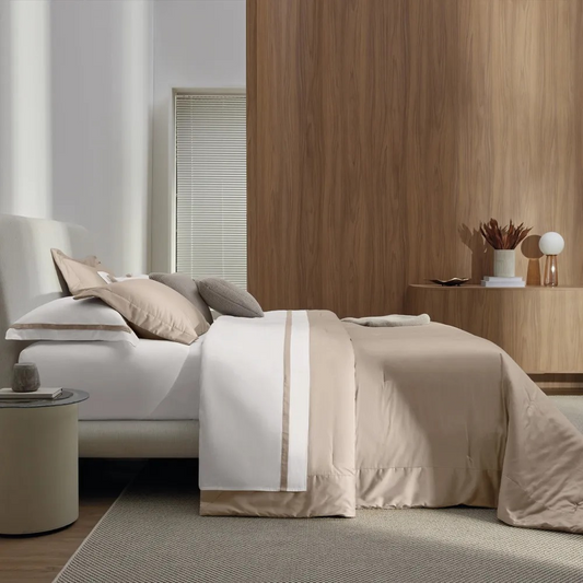 JOGO DE COLCHA DIANNA NOCCIOLA 2,70x2,70cm QUEEN Trussardi 300 fios 100% Algodão Egipcio