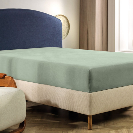 Lençol de Elástico Altenburg Básico Avulso Queen 300 Fios Verde Agave