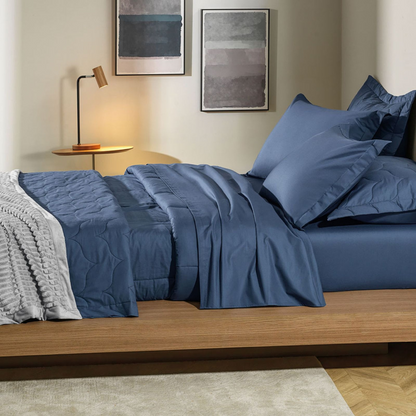 Jogo de Cama Solteiro 200 Fios 100% Algodão Tom Marinho