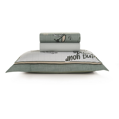 Jogo de Cama Karsten Bike Estampado 3 Peças 100% Algodão 180 x 250cm Solteiro Verde