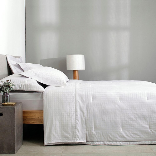 Kit Colcha Buddemeyer Damask Square 3 Peças 300 Fios 100% Algodão Cetim Queen Cor Cinza Light