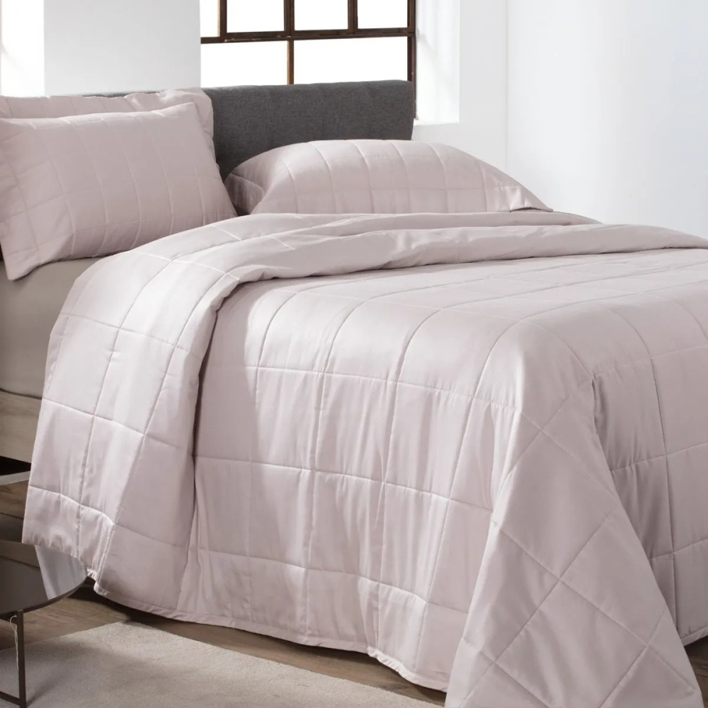 Colcha Satinee Square King Cor Rosé 100% Algodão