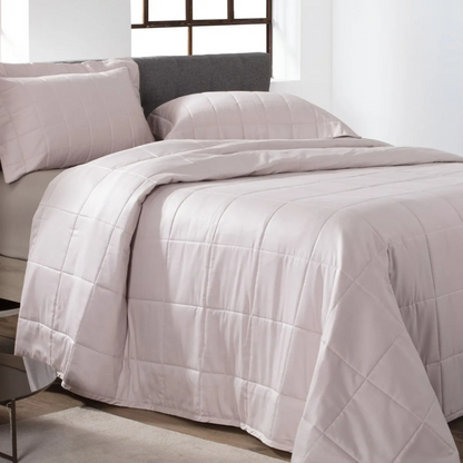 Colcha Satinee Square King Cor Rosé 100% Algodão