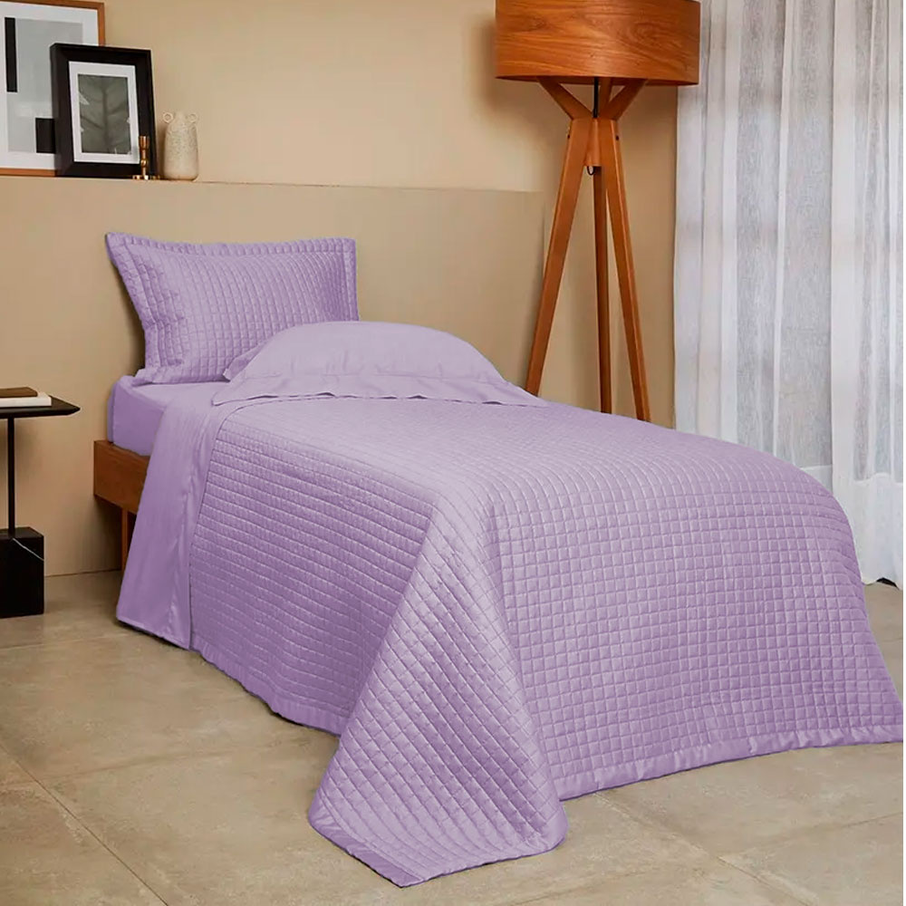 Kit Colcha Buddemeyer New Colors Micromatelassê 2 Peças 270 Fios 100% Algodão Cetim Solteiro Cor Rosa