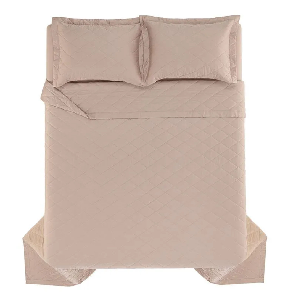 Jogo de Colcha Karsten Bossa 100% Algodão 290 x 260 cm king Rosa