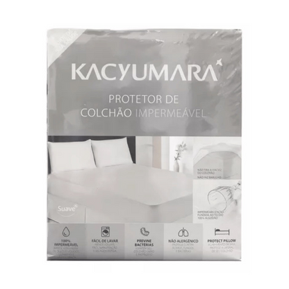 Protetor de Colchão Kacyumara Impermeável Queen 100% Algodão Branco