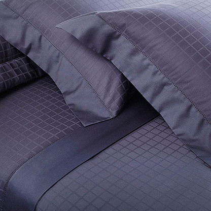 Jogo de Cama Cetim Damask Square 300 Fios 100% Algodão Solteiro  Azul