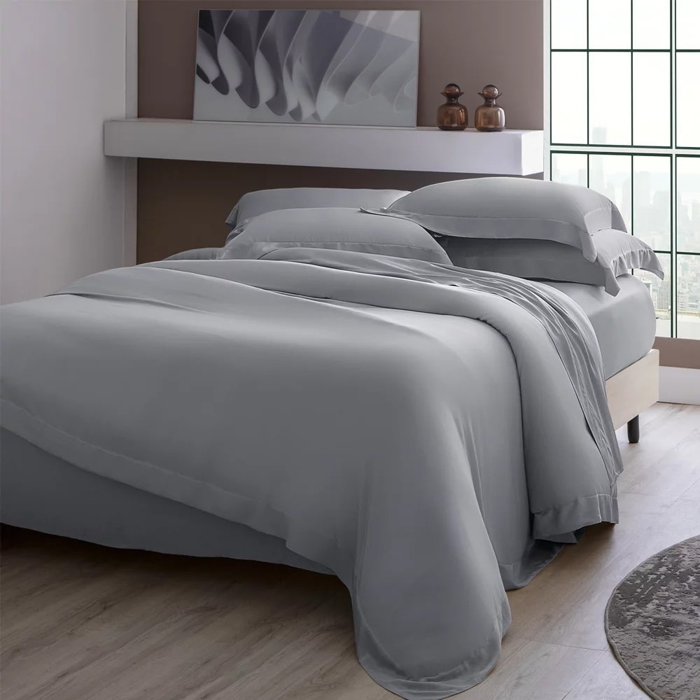 Jogo de Cama Queen Kacyumara Bali Bambu 400 Fios 100% Viscose de Bambu Prata