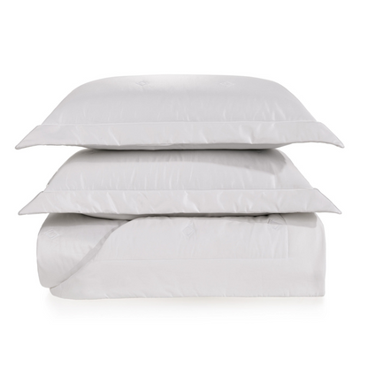 Colcha com Porta Travesseiros Queen 100% Algodão Egípcio Mille Branco Trussardi