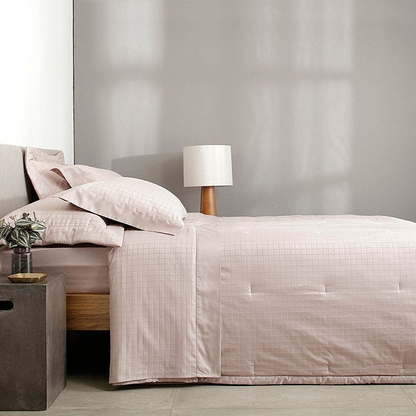 Jogo de Cama Cetim Damask Square 300 Fios 100% Algodão Super King Cor Rosa