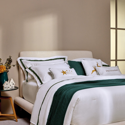 Jogo de Cama Queen Trussardi Eleganza 300 Fios 100% Algodão Branco 240x280cm