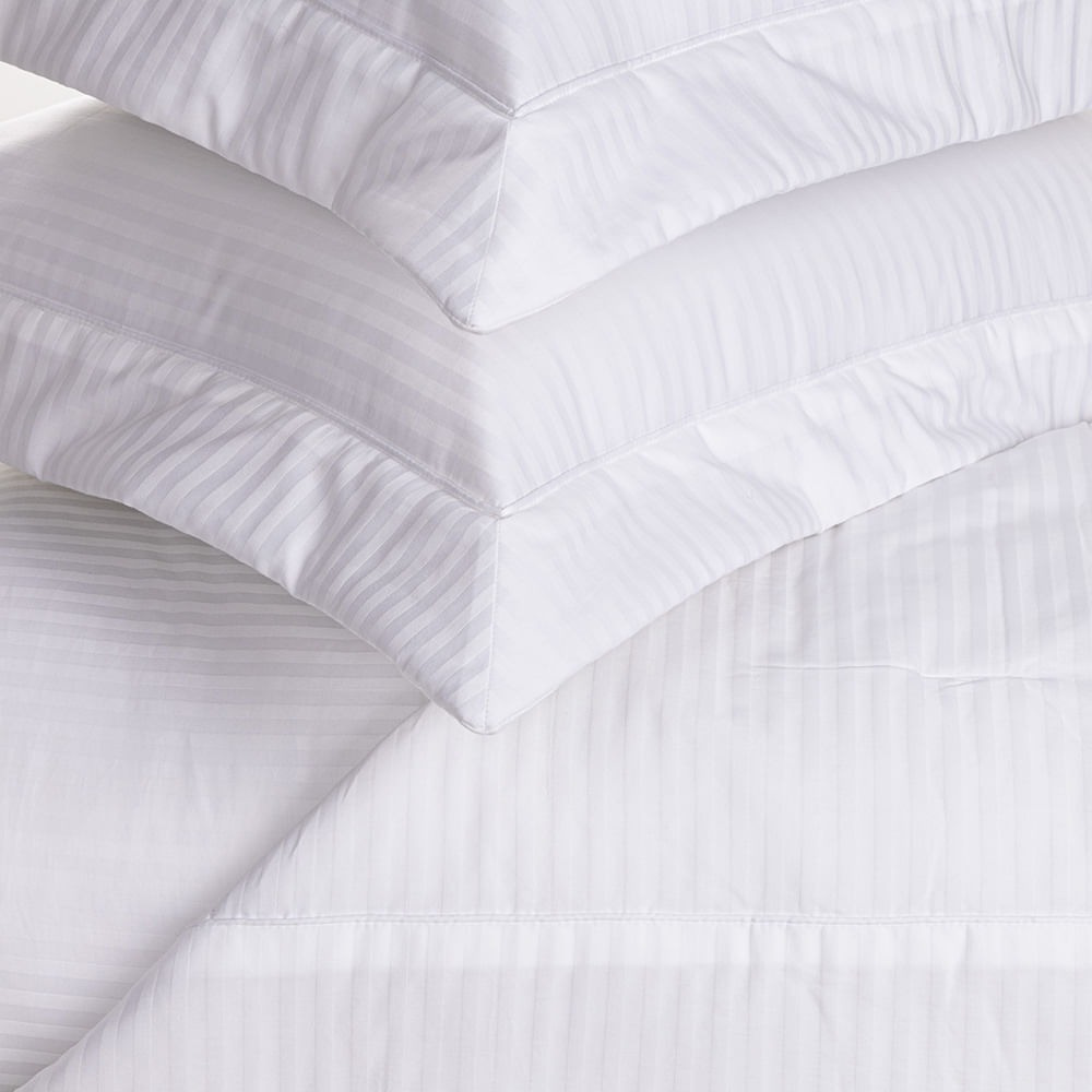 Colcha com Porta Travesseiros King Trussardi Fratelli 300 Fios 100% Algodão Egípcio Branco