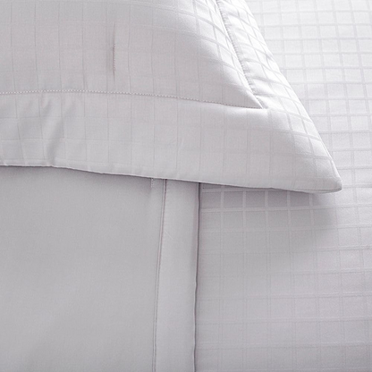 Kit Colcha Buddemeyer Damask Square 3 Peças 300 Fios 100% Algodão Cetim Queen Cor Cinza Light