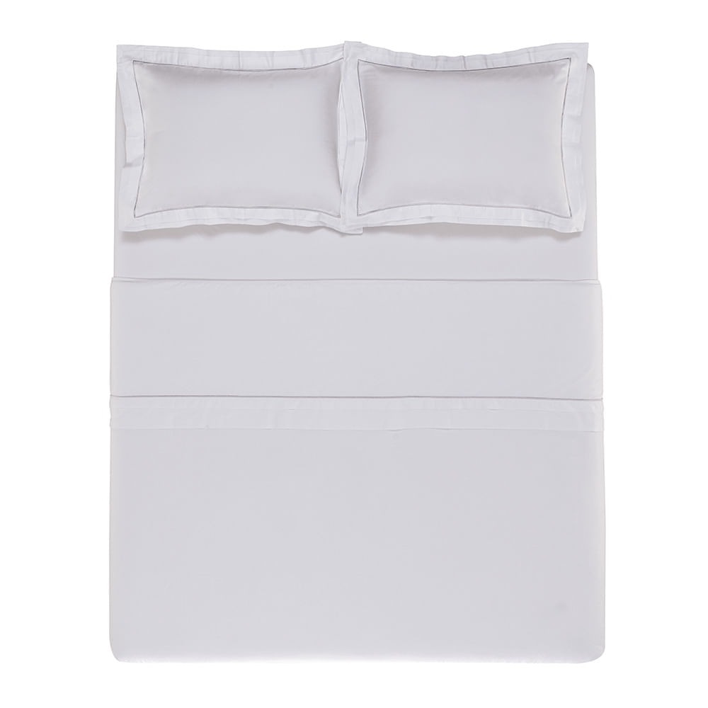 Jogo de Cama Queen 300 fios Doppio Branco Algodão Egipcio Trussardi