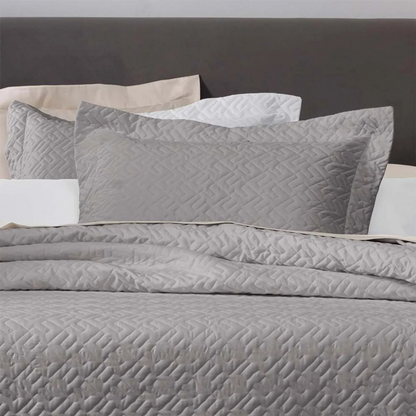 JOGO COLCHA 3PC ALGODAO LUX 200F MARCHE CASAL ALTENBURG CINZA INSPIRACAO