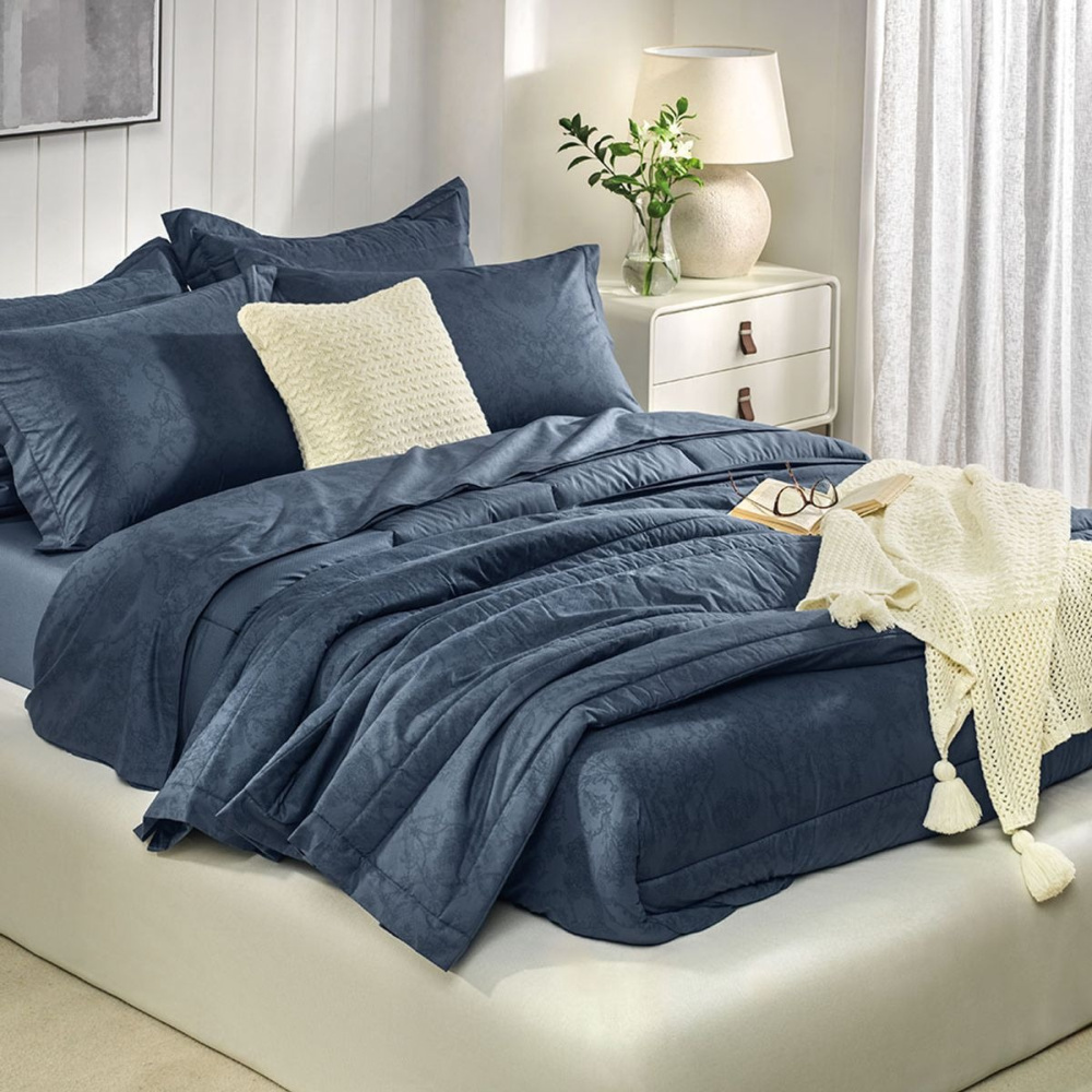 Jogo De Cama  Catena 3 Peças  180 x 250 cm Solteiro Azul