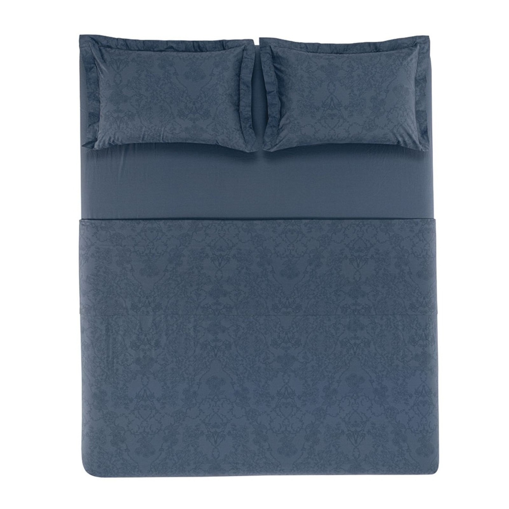 Jogo De Cama Catena 4 Peças 200 Fios 240 x 250cm Queen Marinho