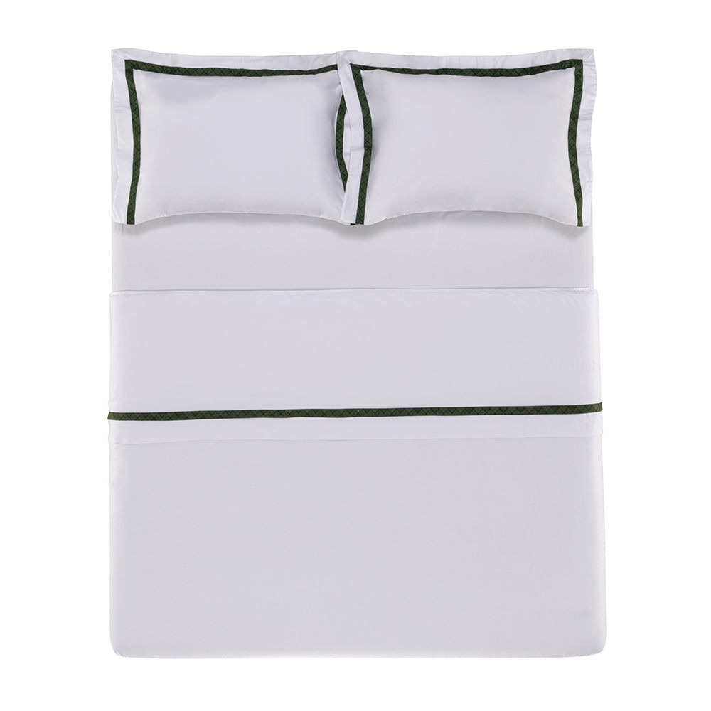 Jogo de Cama Queen Trussardi Eleganza 300 Fios 100% Algodão Branco 240x280cm