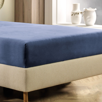 Lençol de Elástico Altenburg Básico 300 Fios 100% Algodão 1,38x1,88x0,40m Cor Azul Flint