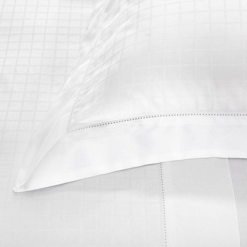 Jogo de Cama Cetim Damask Square 300 Fios 100% Algodão Super King Cor Branco