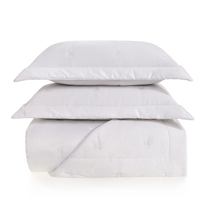 Kit Cobre Leito Colcha Trussardi Rizzi 3 peças 600 Fios  290 x 270cm King Branco Trussardi