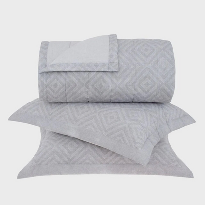 Kit Colcha Buddemeyer Trapuntada Boston 3 Peças 180 Fios 100% Algodão Percal Queen Estampado