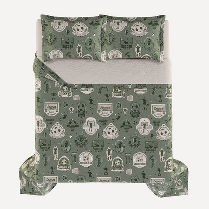 Colcha Infantil Casal com Porta-travesseiros 200 Fios Futebol 100% algodão Karsten
