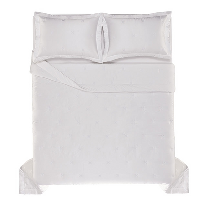 Kit Cobre Leito Colcha Trussardi Rizzi 3 peças 600 Fios  290 x 270cm King Branco Trussardi
