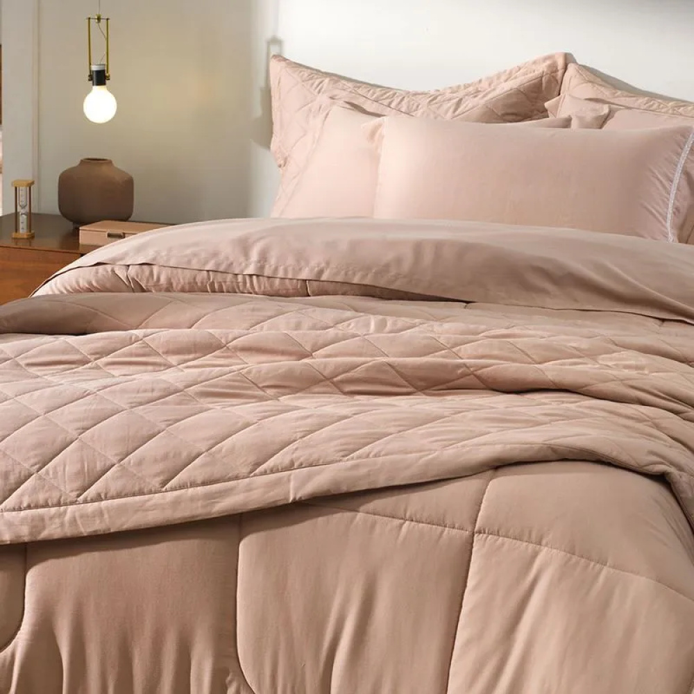 Jogo de Colcha Karsten Bossa 100% Algodão 290 x 260 cm king Rosa