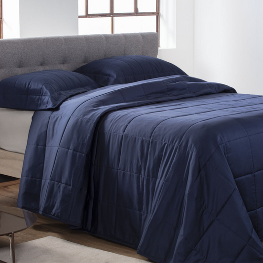 Colcha Satinee Square Queen Cor Azul 100% Algodão