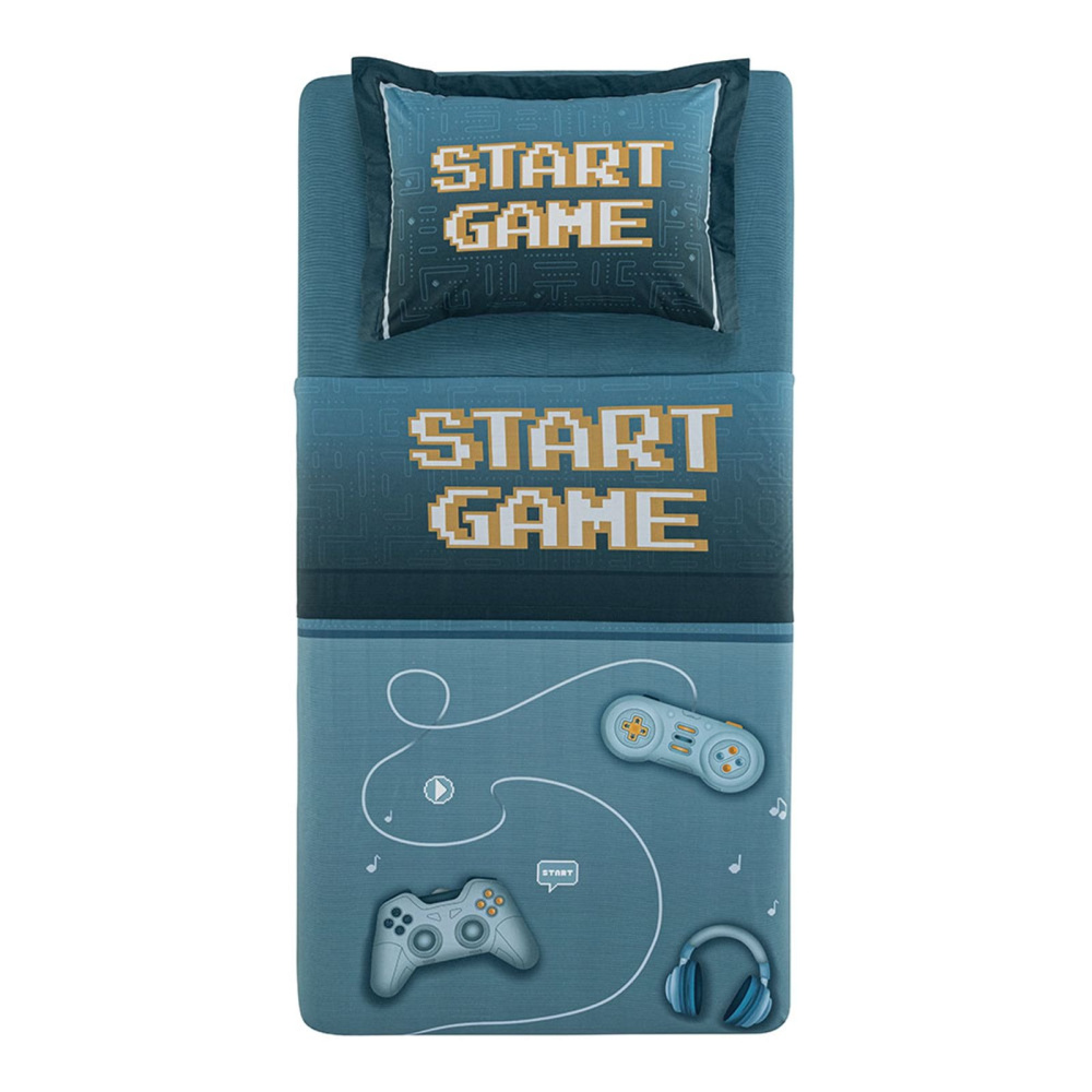 Jogo de Cama Infantil Solteiro 200 Fios 100% algodão Game