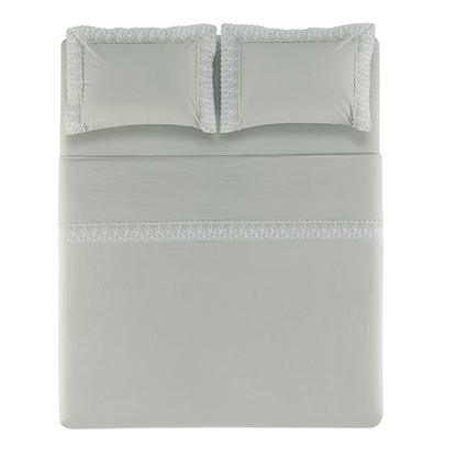 Jogo de Cama Queen 200 Fios 100% Algodão Antônia Mineral/Branco Karsten